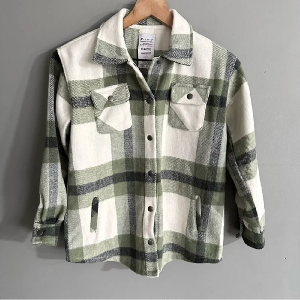 FORNIA PLAID SHACKET‎ SNAP BUTTON YOUTH LARGE NWT CABINCORE WESTERN FALL